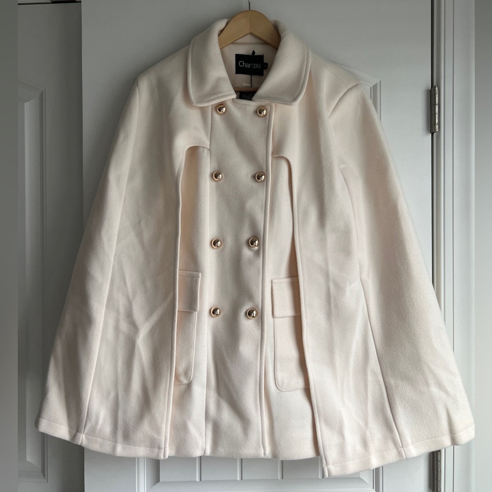 Chateau Women's Elegant Cream Cape Coat